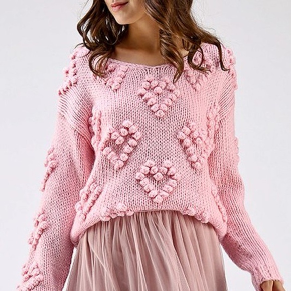 HEARTS Knit Dusty Pink Sweater - Picture 3 of 6